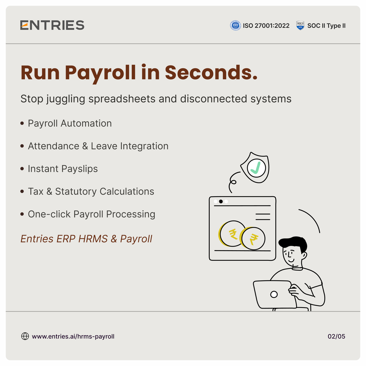 Entries_ai's tweet photo. Compliance is complex. Entries AI makes it simple.

Automate payroll, statutory compliance, and workforce management from one platform.

Sign up:https://t.co/D0OQBfX9Os

#EntriesAI #HRMS #Payroll #LabourCompliance #AI #Automation #StartupIndia https://t.co/GupGuCcW6m