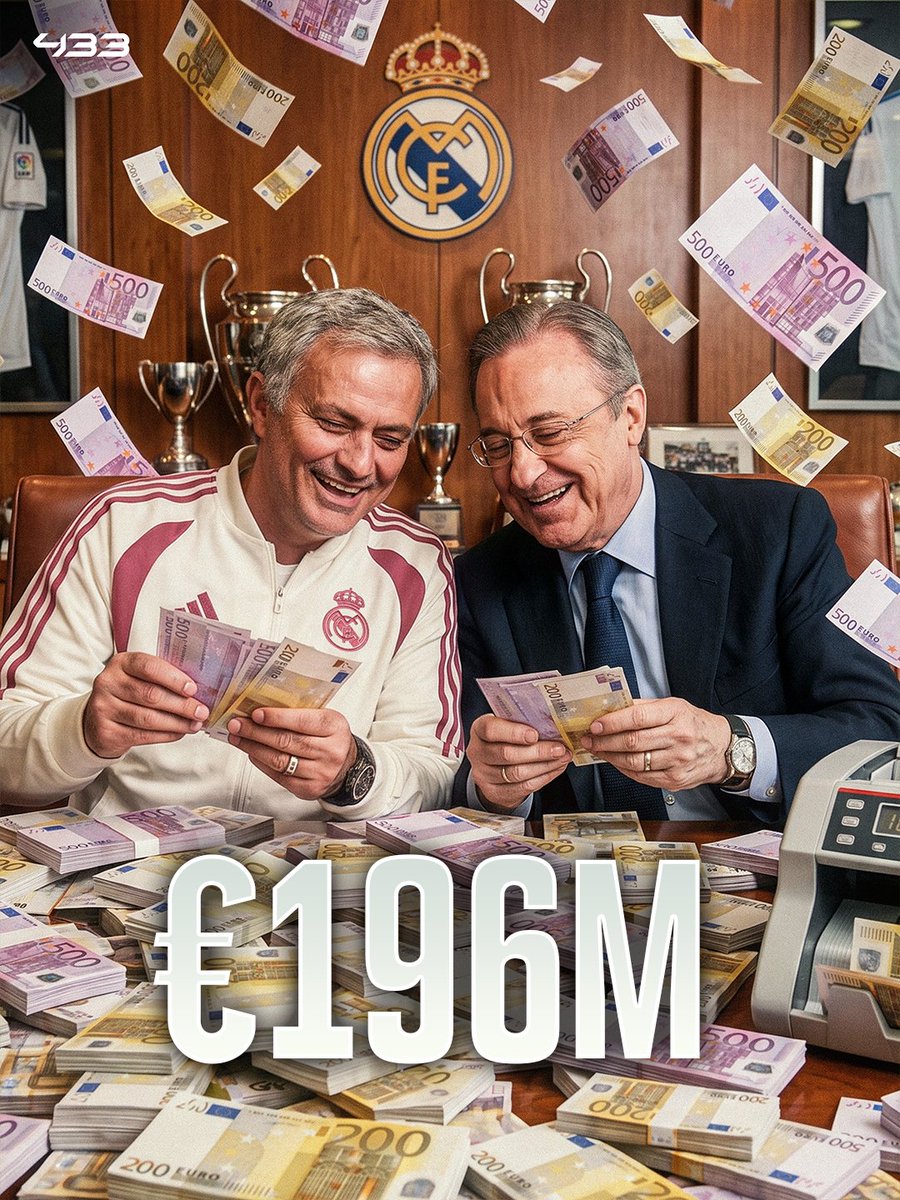 433's tweet photo. 𝐋𝐀 𝐅𝐀𝐁𝐑𝐈𝐂𝐀'𝐒 𝐒𝐔𝐌𝐌𝐄𝐑 𝐁𝐔𝐒𝐈𝐍𝐄𝐒𝐒 🏭🤯💰

Real Madrid have already generated €196M this transfer window through player sales and sell-on clause 🤑

All players who played in Real Madrid's youth academy, La Fábrica. 🏭

Where the money came from: 💸
• €60M — Nico Paz ➡️ Como
• €40M — Gonzalo Garcia ➡️ Fulham
• €20M — Victor Muñoz ➡️ Liverpool
• €15M — Mario Gila ➡️ Milan
• €15M — Álvaro Rodríguez ➡️ Bournemouth
• €12.5M — Alex Jiménez ➡️ Bournemouth
• €10M — César Palacios ➡️ Fulham
• €8M — Jacobo Ortega ➡️ Strasbourg
• €8M — Victor Valdepeñas ➡️ Fiorentina
• €4M — Fran García ➡️ Real Betis
• €3.5M — Mario Martín ➡️ Getafe

One of the best academies in the world! 👏