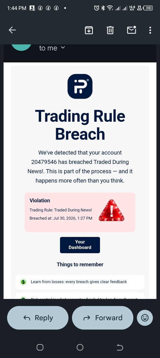 Bar_Naby1's tweet photo. @Fundingpips 
#Fundingpips when I bought this account,in the rule's u stated out it says that a trader is allowed to hold trade during news or   trade news why is my account breached https://t.co/NVPAD61mhH