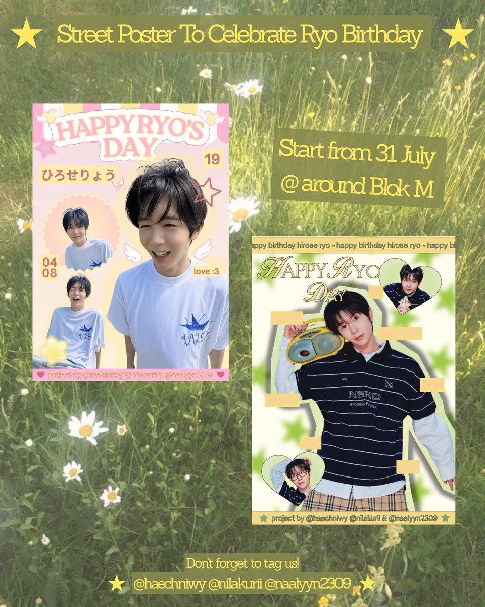 haechniwy's tweet photo. Happy Ryo day! ✨💛

Find ryo posters in the corners of Blok M ✧⁠◝⁠(⁠⁰⁠▿⁠⁰⁠)⁠◜⁠✧

by @haechniwy @nilakurii @naalyyn2309 

📅 Starting 31 July 
📍Blok M 

Don't forget to tag us if you spot Prince Chichi in Blok M 👀‼️ https://t.co/9h9yUOK5nH