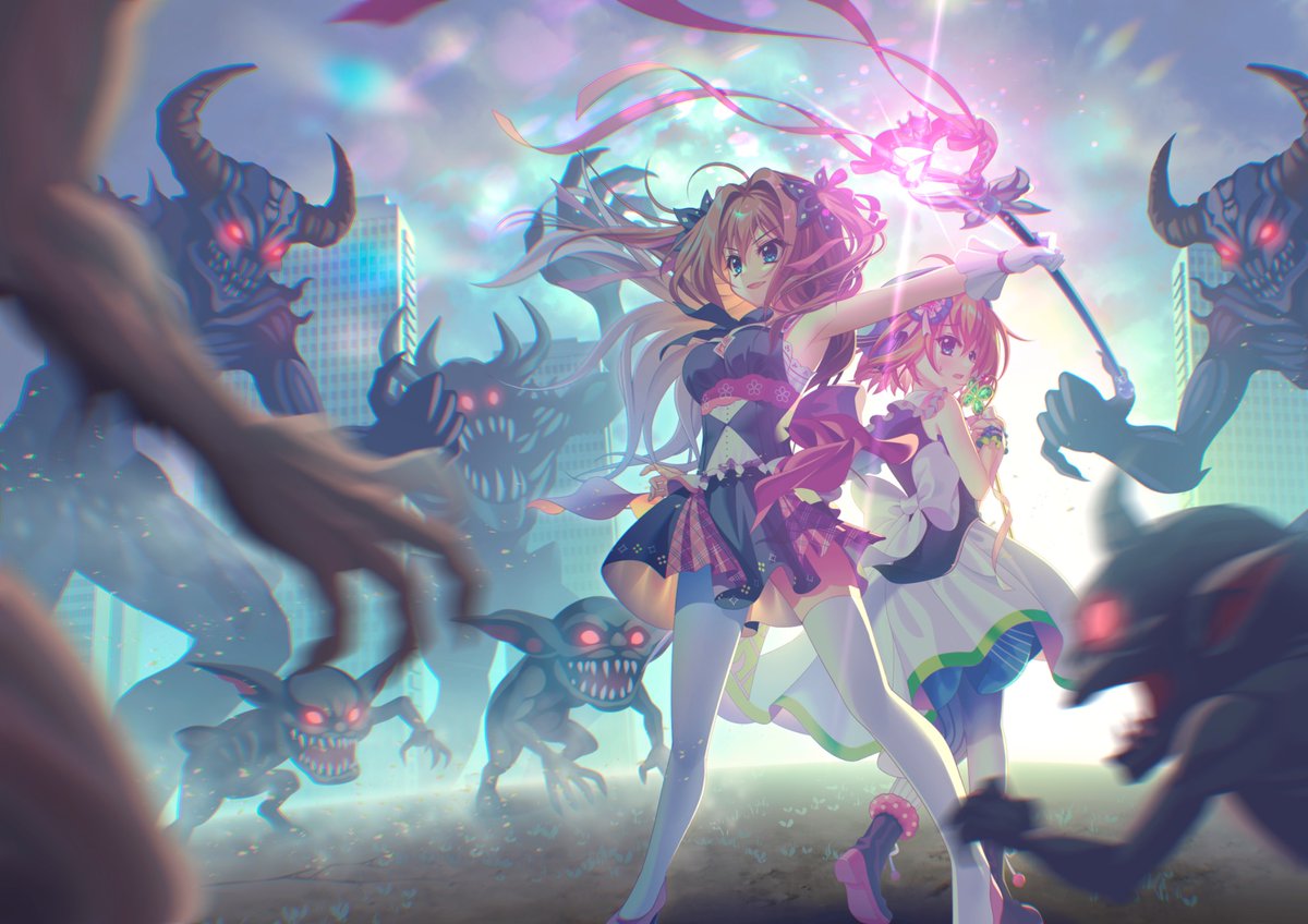 MothrasSong's tweet photo. リステップ最後の日の前日に、リステキャラ魔法少女化計画を始めます！
第1弾は舞菜と、今日誕生日の碧音です。
アイドル衣装が元々魔法少女っぽいので、衣装は変えずにステッキだけ持たせてみました。
#式宮碧音生誕祭2026
#リステ https://t.co/QF26E7V0Oo