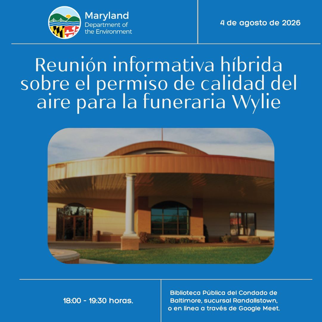 MDEnvironment's tweet photo. Randallstown community update: MDE is hosting a public informational meeting regarding a permit application for a proposed crematory at 9200–9206 Liberty Rd.

📅 Aug 4, 2026 | 6:00 PM - 7:30 PM

📍 In-person: Randallstown Library

💻 Virtual signup: https://t.co/mmCnzSleSf https://t.co/248gE6Molm