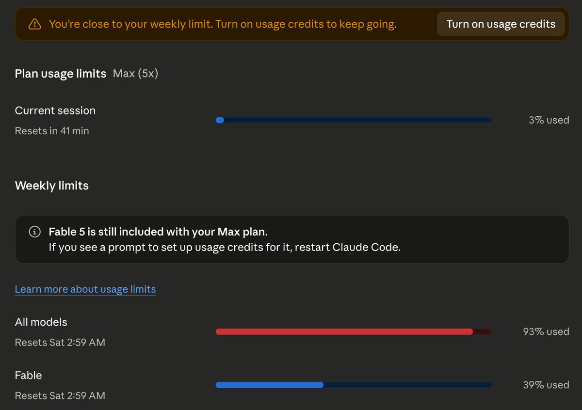 r2dsl7's tweet photo. hey @claudeai @ClaudeDevs @trq212 @nateparrott @iammerrick can some one help me.  

Its been really frustrating. Im unable to resume working on my design project. I still have usage quota, but I'm blocked by the limiter.  

Im assuming its because of the project size, but the message mentions quota, which leads me to think its conflating my weekly limit with the 5 hour limit.