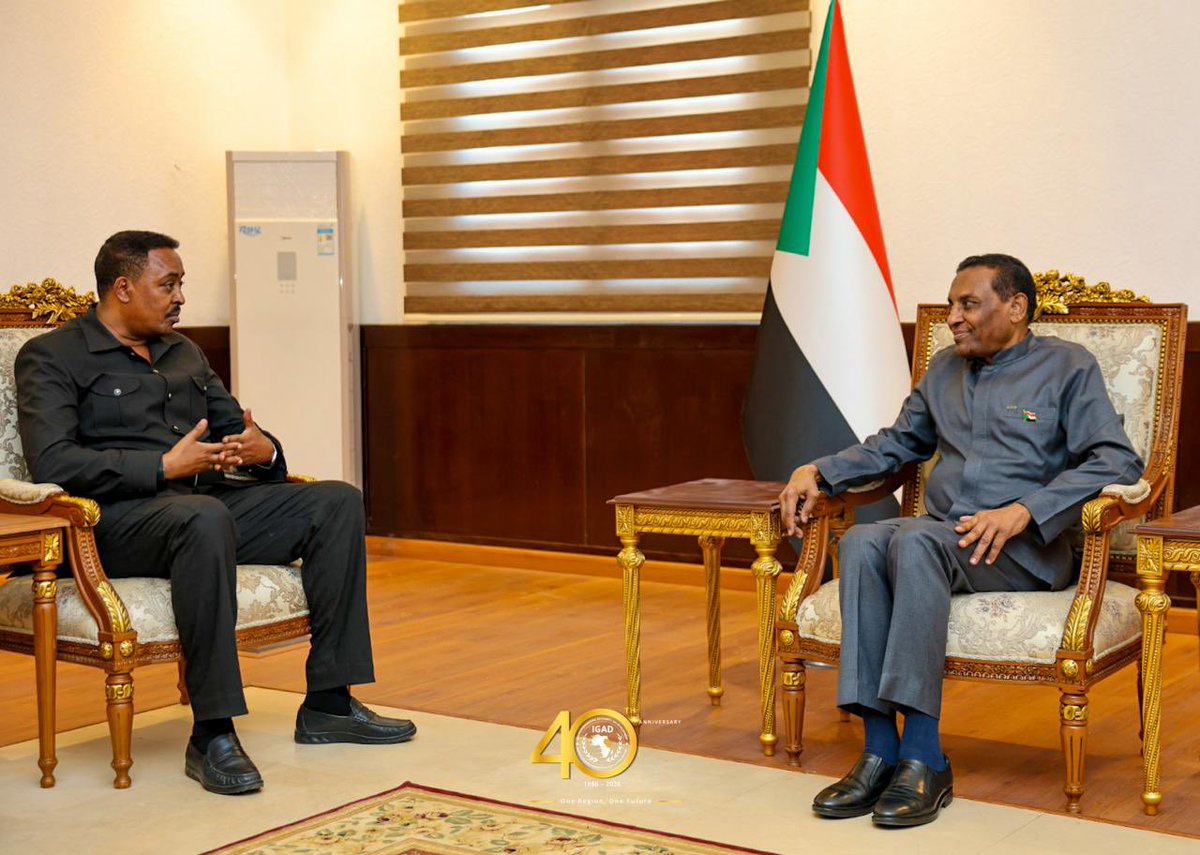 DrWorkneh's tweet photo. Good meeting with H.E. Kamil Idris, Prime Minister of the Republic of Sudan, in Khartoum.

We discussed the actions needed to advance Sudan’s journey towards peace, stability, and recovery.

As IGAD, we remain committed to supporting Sudan’s pursuit of lasting peace and sustainable recovery. This journey will require concerted action by the Government, IGAD, and our partners, united by one shared goal: restoring a safe and stable Sudan for its people.
