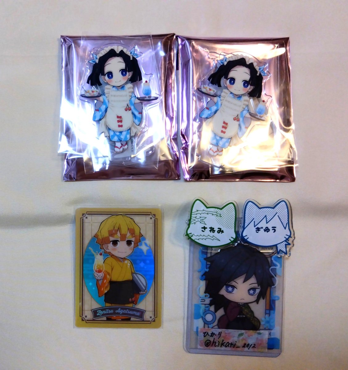 hikari_2012's tweet photo. 【交換/譲渡】鬼滅の刃 クリームソーダパーラー アクリルスタンド アクスタ メニュー風カード

《譲》アオイ、善逸

《求》定価(＋送料)＞義勇、実弥

都内JR線改札内・川崎駅にて手渡し、郵送

どうぞ��ろしくお願いいたします。 https://t.co/xv2WEDoUEC