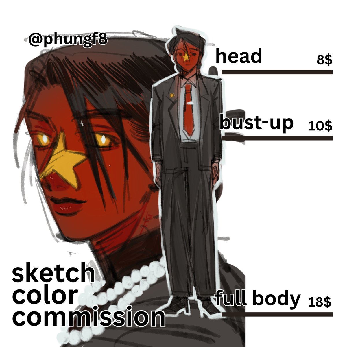 phungf8's tweet photo. Commission open from now til mid August, gather some money to cover for my engineer school🙇‍♀️ #commission #art #fanart #sketch https://t.co/dnILakVjso