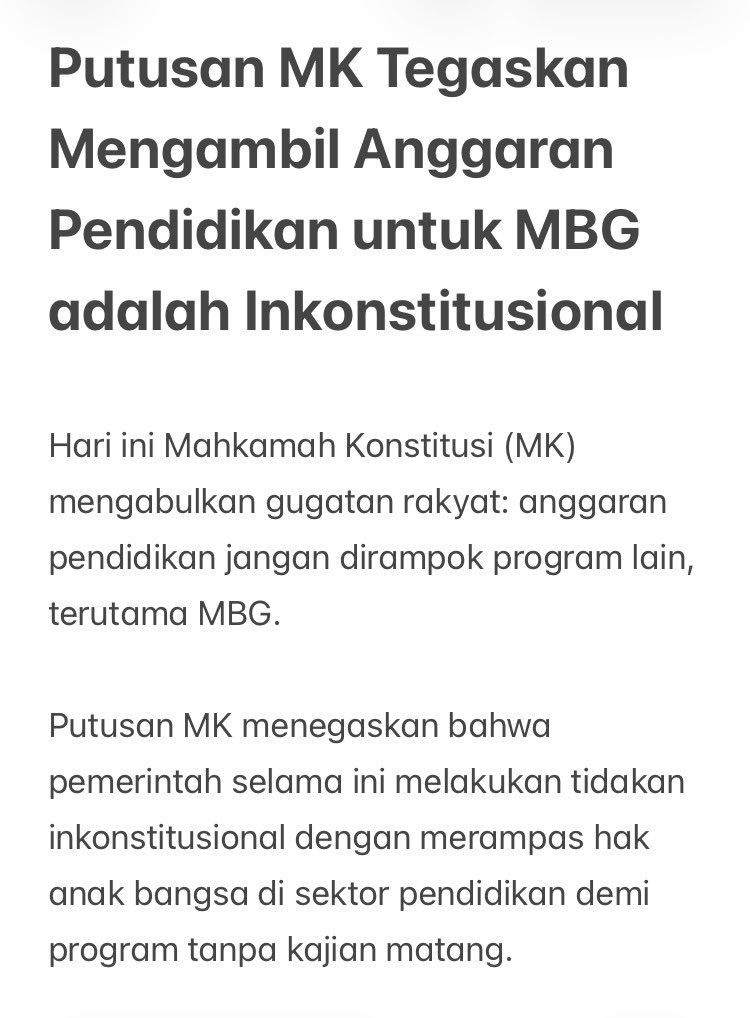 GUSDURians's tweet photo. Yeay! MK tegaskan anggaran pendidikan jangan digarong untuk program problematik https://t.co/NXenUIIT4T