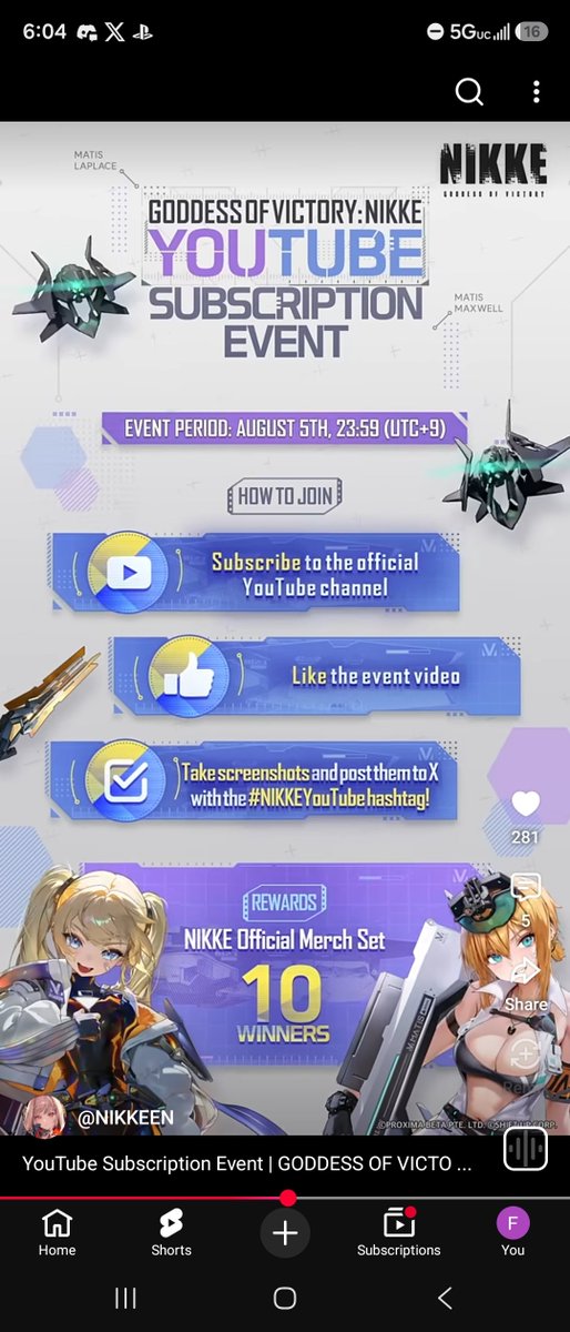 FreasianEOF's tweet photo. @NIKKE_en Good luck everyone!
#NIKKEYouTube #NIKKE https://t.co/rPm8vCBFQ7