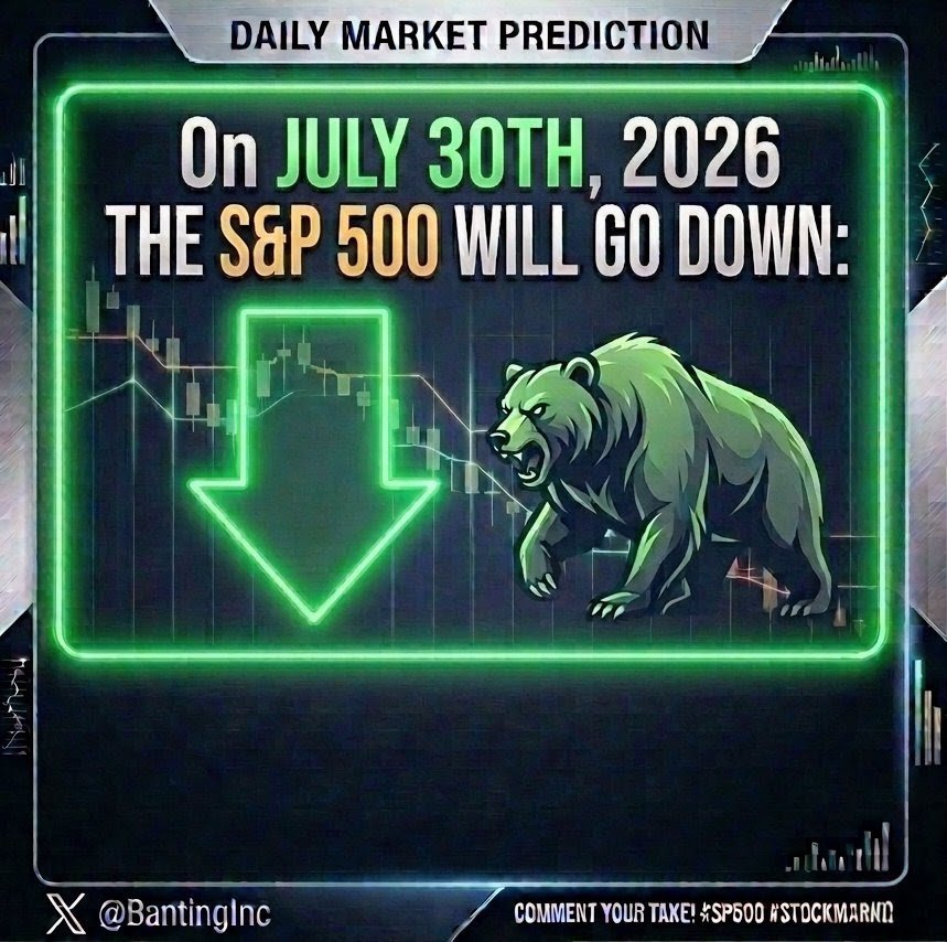 BantingInc's tweet photo. The S&amp;P 500 Will Finish 🔽 Today. https://t.co/sdksXWLufK
