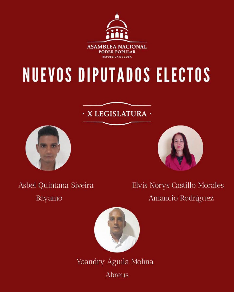 Conavil_ECM's tweet photo. En la jornada de éste miércoles tomaron posesión de sus cargos los nuevos diputados electos en la X Legislatura de la Asamblea Nacional del Poder Popular.
@Conavil_ECM #LatirAvileño 
#PoderPopular 
#CiegodeAvila #100AñosConFidel https://t.co/ixXOIoQ8lo