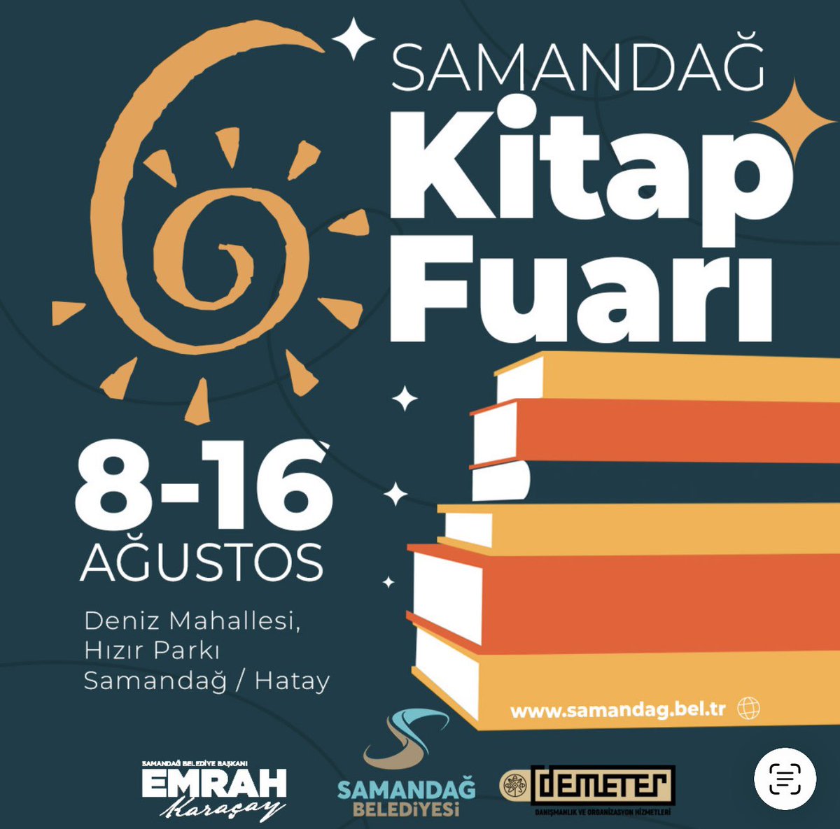 samandagfuar's tweet photo. 6. Samandağ Kitap Fuarı 8-16 Ağustos tarihlerinde düzenlenecek.
Herkesi bekliyoruz 🌿 https://t.co/YTbwXYxGGS