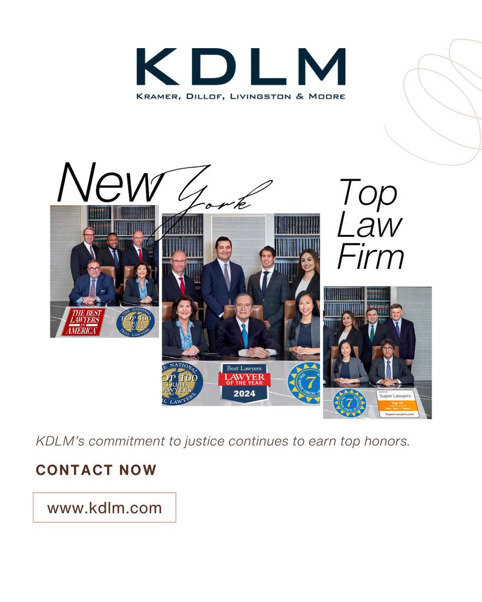 kdlmNY's tweet photo. Justice Recognized. Excellence Proven.
Every honor reflects our unwavering commitment to our clients and their pursuit of justice.

#Justice #Excellence #Commitment #Honor #Clients #PursuitOfJustice #Unwavering #Recognition #Proven #Integrity https://t.co/GoKO6kQ74U