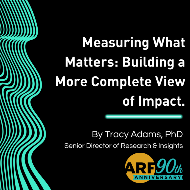 the_ARF's tweet photo. In her latest guest article for The Ad Club of New York, ARF's Tracy Adams explores why marketers need a more complete approach to measurement to better understand how media, brand and business outcomes work together: https://t.co/brwnT6oNvU #MarketingMeasurement #Advertising https://t.co/HeLQGjvO49