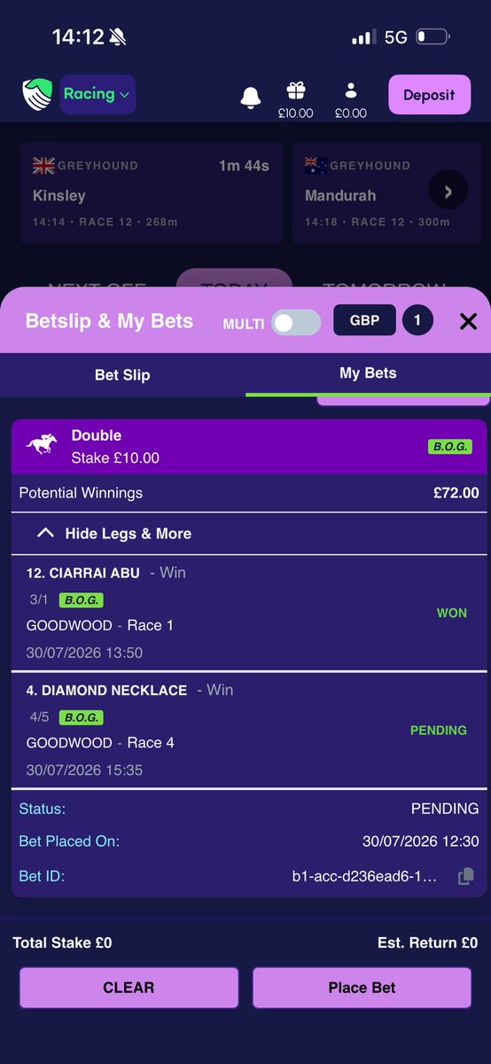 erinmoulderr's tweet photo. @Racing_Tipster7 1/2 of your tips using your free bet code!! https://t.co/jZpJfRK1Gj