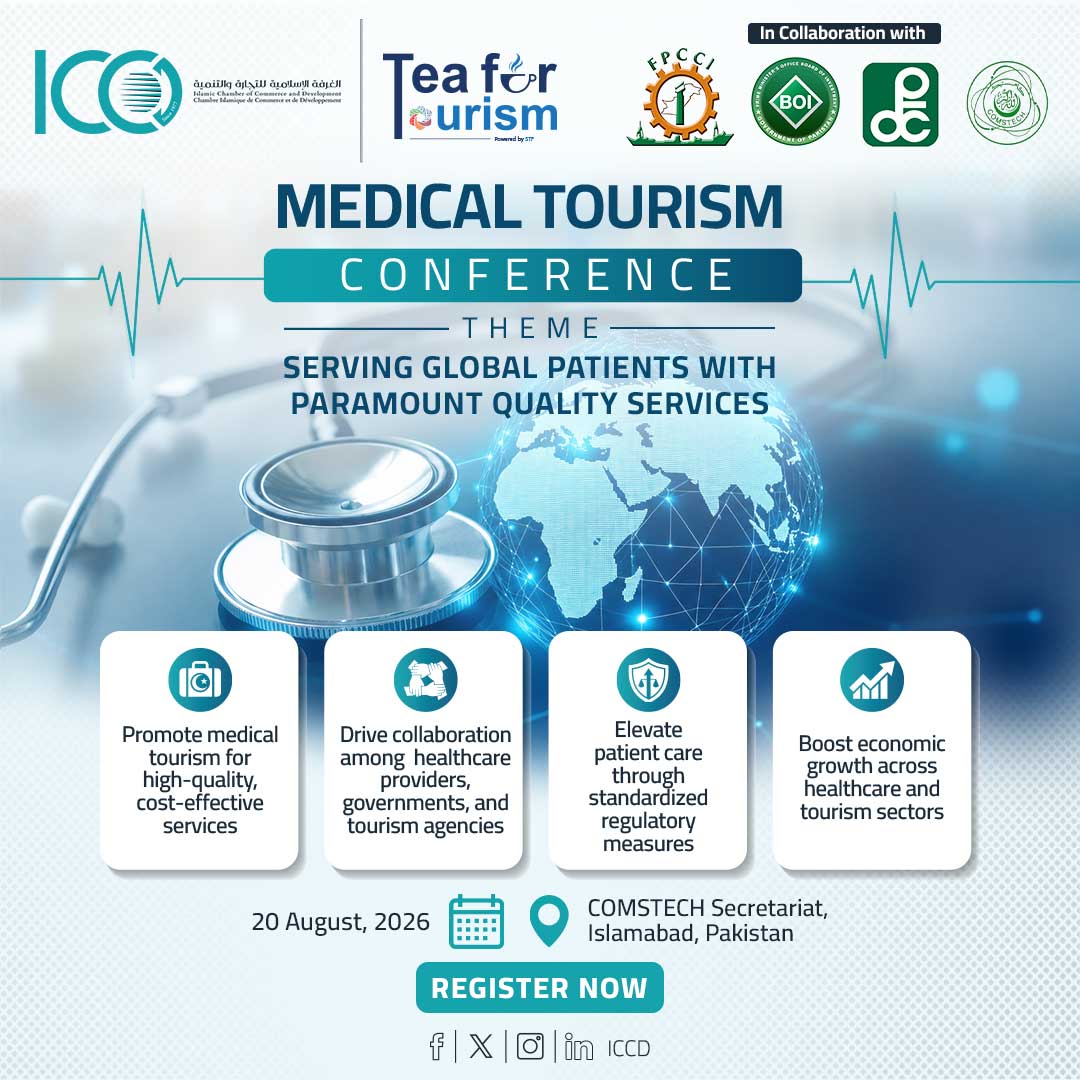 iccia_iccd's tweet photo. Delivering excellence in #Healthcare begins with meaningful #Partnerships.
The Medical Tourism Conference brings together healthcare providers, tourism leaders, government officials, investors, and industry experts to foster dialogue, forge strategic partnerships, and unlock new opportunities for sustainable growth and world-class patient care.
📅 20 August ,2026
📍 COMSTECH Secretariat, Islamabad, Pakistan
🔗 Register now: https://t.co/UldcxmThGg
#HealthcareInnovation #HealthTourism #WellnessTourism #CrossBorderHealthcare #ICCD #TeaForTourism #STF #COMSTECH #Islamabad #Pakistan
@investinpak
@OIC_COMSTECH
@PtdcOfficial