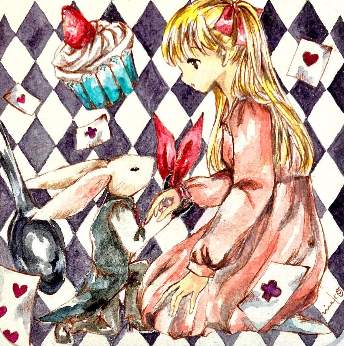 mi_ko_suisai's tweet photo. アリス
君をやっと、見つけることができた
この、君が忘れていったリボンが
君のところまでわたしを連れてきてくれたのだ。
子供たちが本を読まなくなったことで、物語の本が次々と閉じはじめ、我々の世界も壊れはじめている。
アリス
ふたたび本を開き、わたしと物語の世界へ一緒に行ってくれないか https://t.co/Vl4IsBeHWl