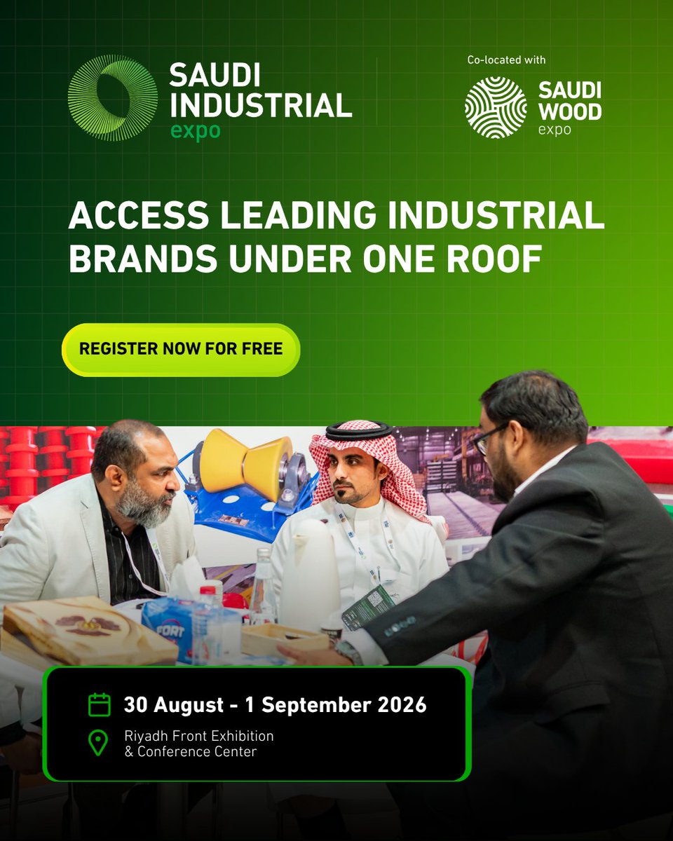SaudiIndlSeries's tweet photo. Saudi Arabia's industrial sector is evolving rapidly &amp; there's no better place to be part of that growth.

Meet leading suppliers, discover products ranging from machinery and tools to industrial equipment and installation technologies.

Register for free: https://t.co/grwjGbJdpu https://t.co/3XeGXgHcwP