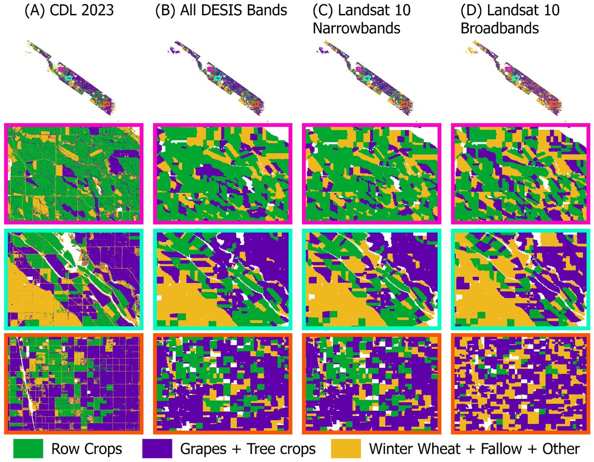 HySpeedGeo's tweet photo. Comparing DESIS hyperspectral and Landsat 10 simulated superspectral data for crop type classification in California's Central Valley #satellitedata #earthobservation #hyperspectral #superspectral #agriculture
https://t.co/JUj2cpRjnl https://t.co/FPsF93plrU