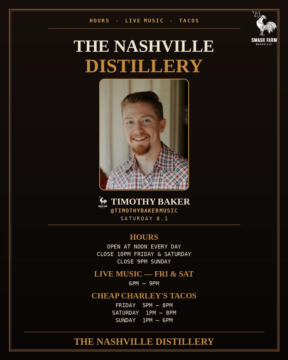 NashDistillery's tweet photo. There’s no better way to spend a summer weekend than with good company and the sound of a great live music. 

🎸 Saturday 8/1 Timothy Baker 6-9PM 
📍 The Nashville Distillery 4105 Whites Creek Pike Just 10 Minutes from Lower Broadway!
🌮 Cheap Charley's Tacos 1-8PM Sat

 Stop by, share a drink, and and Pour with Honor.
#TheNashvilleDistillery #FreedomInEveryPour  #PatrioticSpirit #NashvilleEvents