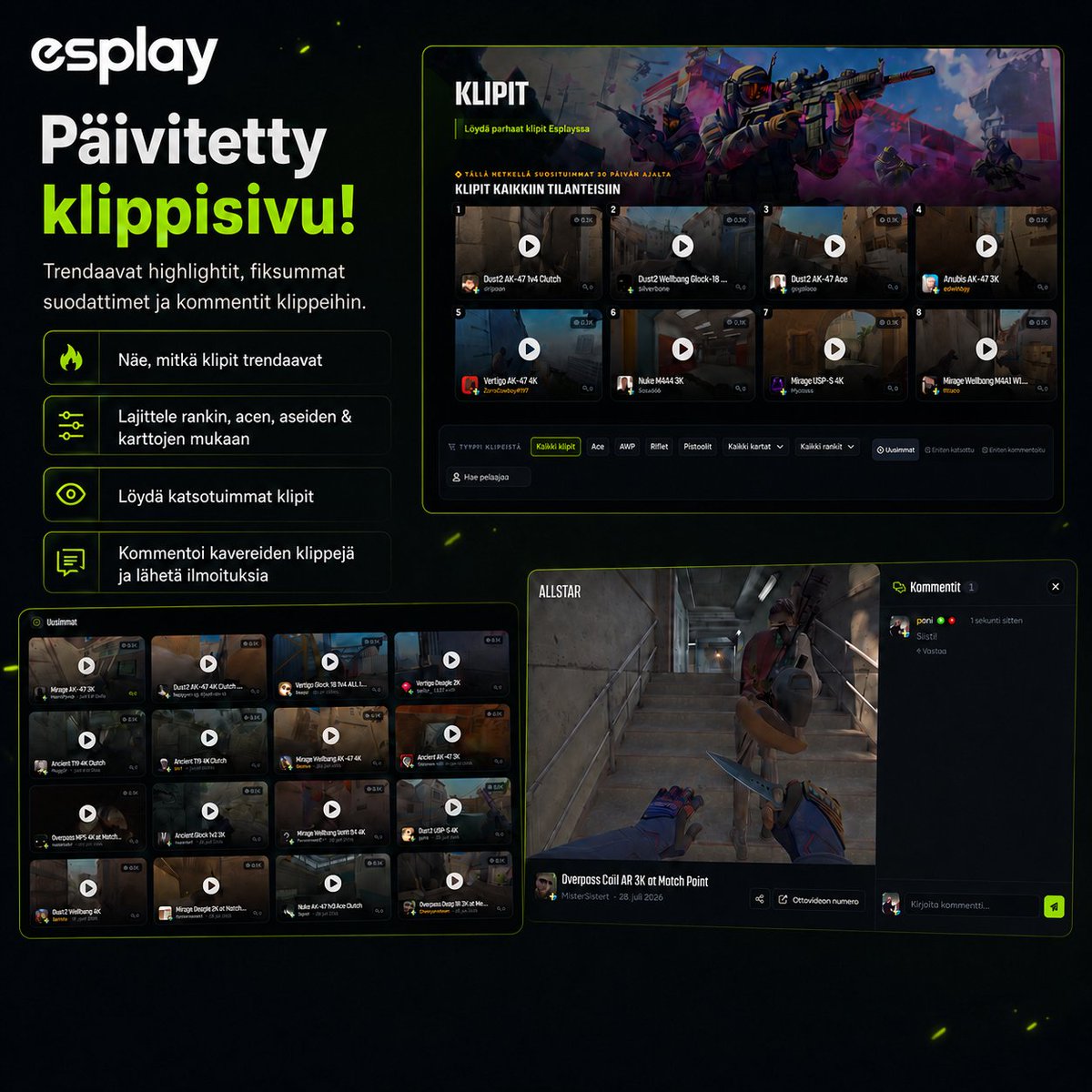 EsplayFI's tweet photo. Klippi sivu on saanut päivityksen, käy tutustuu uusittuun klippi sivuun ja lue uutinen 🔥

https://t.co/78sbufvCIk https://t.co/yWaC1flmYb