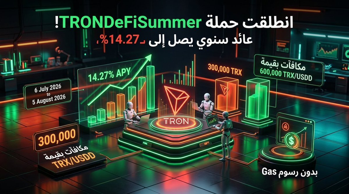 t2_2y_'s tweet photo. 🔥 حان الوقت لتجعل USDD يعمل من أجلك!

☀️ انطلقت رسميًا حملة TRONDeFiSummer!

🚀 العائد السنوي (APY) يصل حاليًا إلى 14.27% — انضم مبكرًا لتعظيم مكافآتك.

🎁 المكافآت:
- أكمِل إيداعًا مؤهلًا أو اشترك في أحد الـ Vaults عبر Binance Wallet للمشاركة في مكافآت بقيمة 300,000 TRX.
- اشترك بعملة USDD عبر DeFi_JUST لتحصل على العائد الأساسي، بالإضافة إلى فرصة مشاركة 600,000 USDD من المكافآت.

⚡ عرض خاص بدون رسوم Gas لتصبح جميع معاملاتك على السلسلة أكثر سهولة.
#TRONGlobalFriends #tron #TGF
