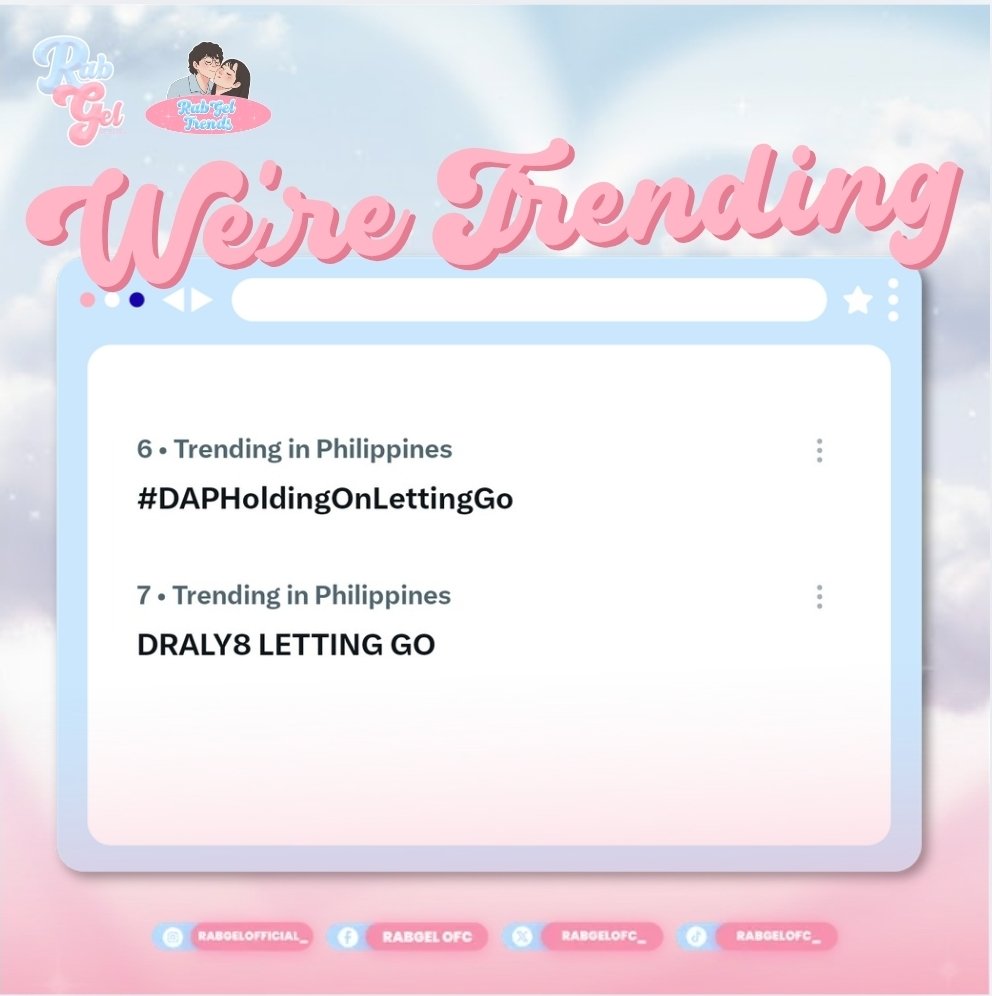 RABGELTS's tweet photo. Sixth and seventh spot! Pataasin pa natin?

DRALY8 LETTING GO
#DAPHoldingOnLettingGo https://t.co/DbyGSCIMOb