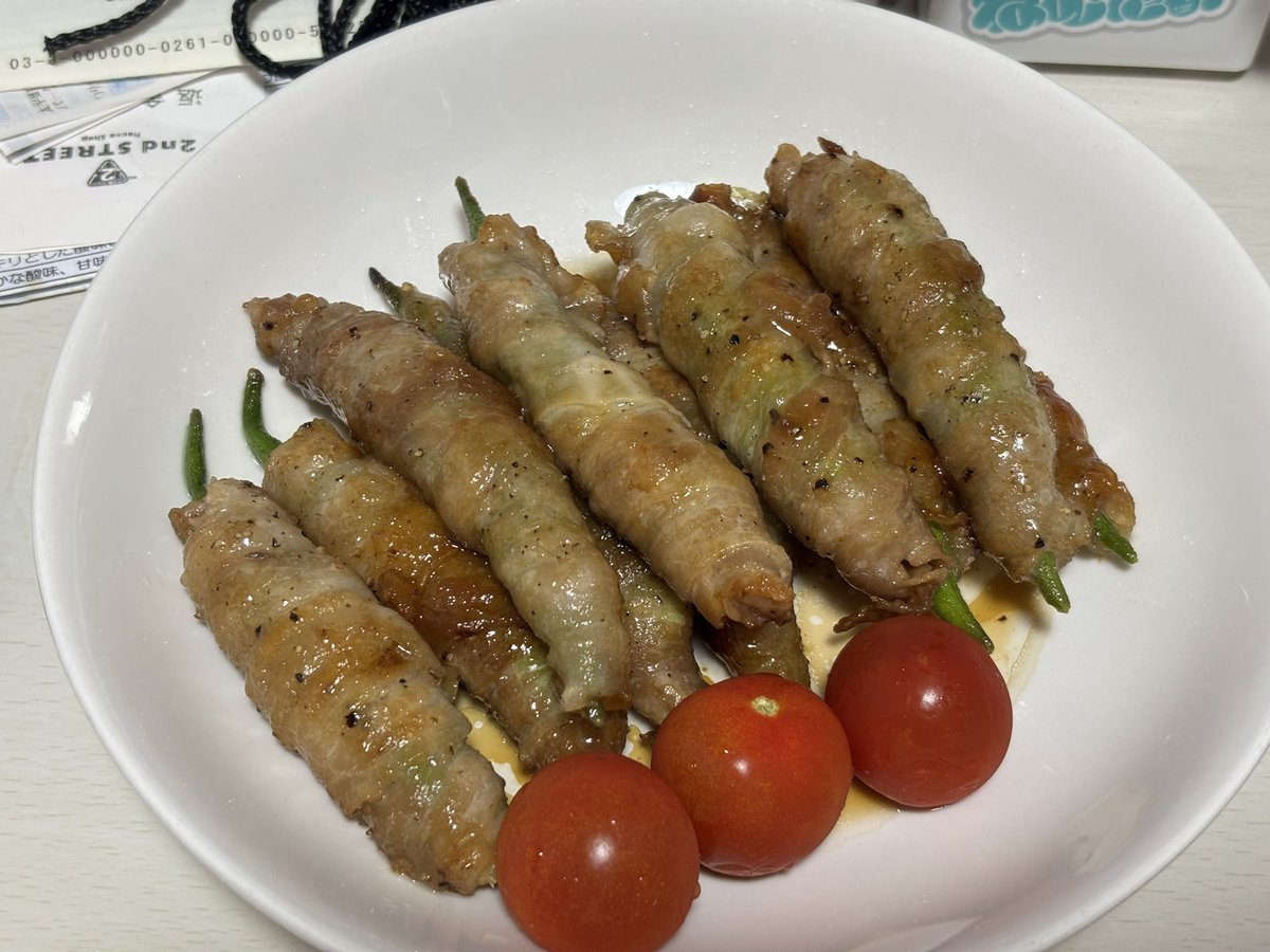 Mr__moss's tweet photo. 最近美味しかった手料理🫪

オクラの肉巻き〜我ながら上出来だった👍 https://t.co/6yKSkXQuys