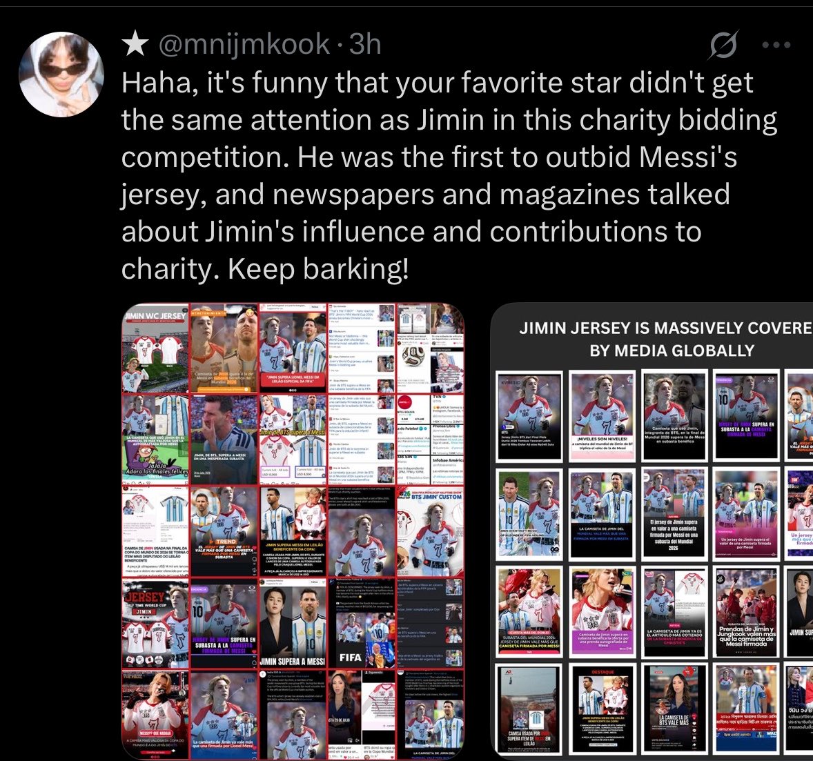 ambersthv's tweet photo. @Sam703346090771 no kths cared ab jimid and only pjms cared ab the “attention”. kths were having fun fighting for Taes item and donating additionally to the fifa fund in his name, how did it “provoke” you? 🤡
did you expect us not to participate in the auction bc you’re insecure?
the difference: https://t.co/BPYO4ctun7