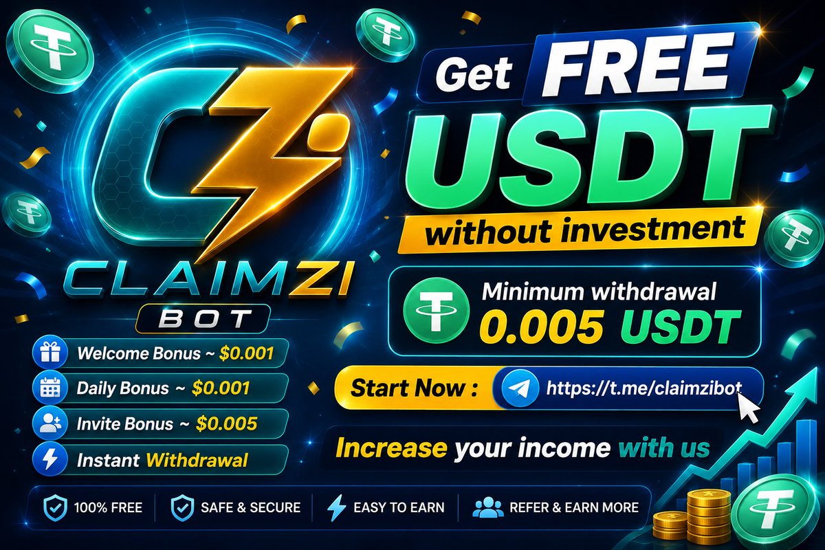 ClaimziBot's tweet photo. Get FREE USDT without investment
Minimum withdrawal 0.005 USDT

Start Now : https://t.co/08AwCFspNv

Increase your income with us

#Claimzibot #Airdrop #CommunitySupport #telegram #bot https://t.co/b9D8eh0h29