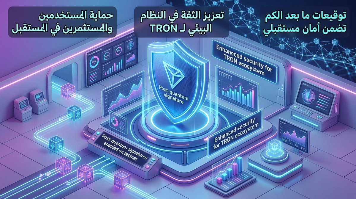 t2_2y_'s tweet photo. خبر مهم!
أصبحت التوقيعات Post-quantum متاحة الآن على شبكة الاختبار، مما يعزز التزام #TRON بأمن تقنية البلوكتشين على المدى الطويل.

هذه الخطوة تعزز الثقة في النظام البيئي لـ #TRON وتضمن حماية المستخدمين والمستثمرين في المستقبل.
#TRONGlobalFriends #tron #TGF https://t.co/A5CE4UMNBx