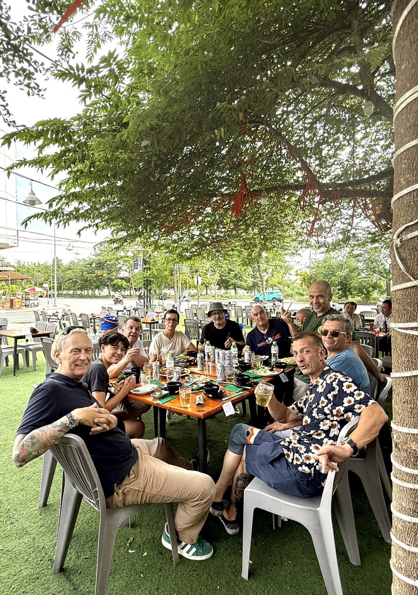 SSCvietnam's tweet photo. A great introduction to Vietnam today with the Casa France team! 🇫🇷 No first day is complete without a visit to SSC for a workshop tour, plenty of scooter talk, and of course an abundance of great food and a few cold beers to round off the day #SSCTours https://t.co/FYQTY5WwYu