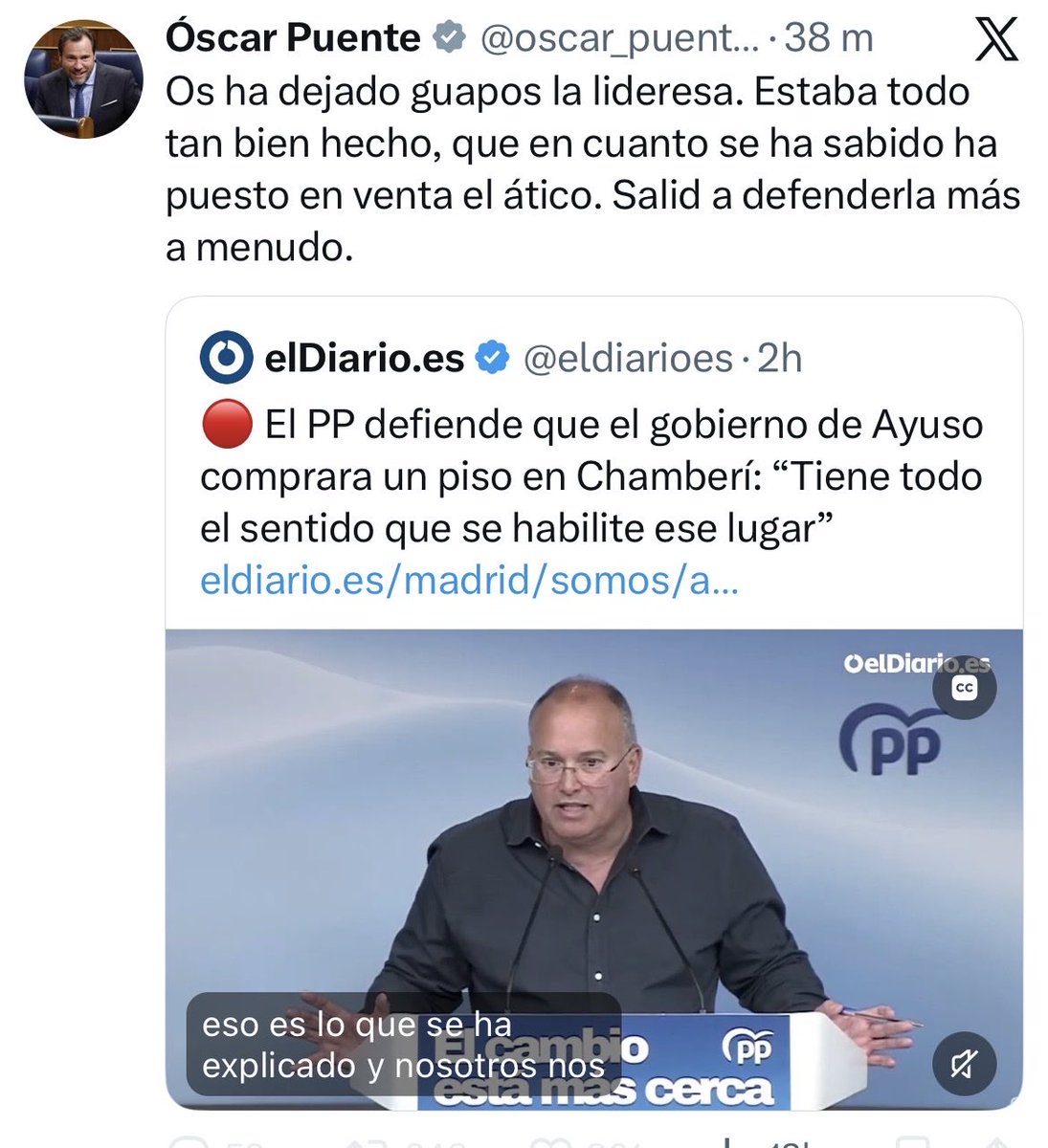 PabloCamPiq's tweet photo. ⭕️ La reforma del ático de Oscar Puente nos costó 1,1 millones de € a todos. 

Ayuso y tal… https://t.co/ukCmQRjYdk