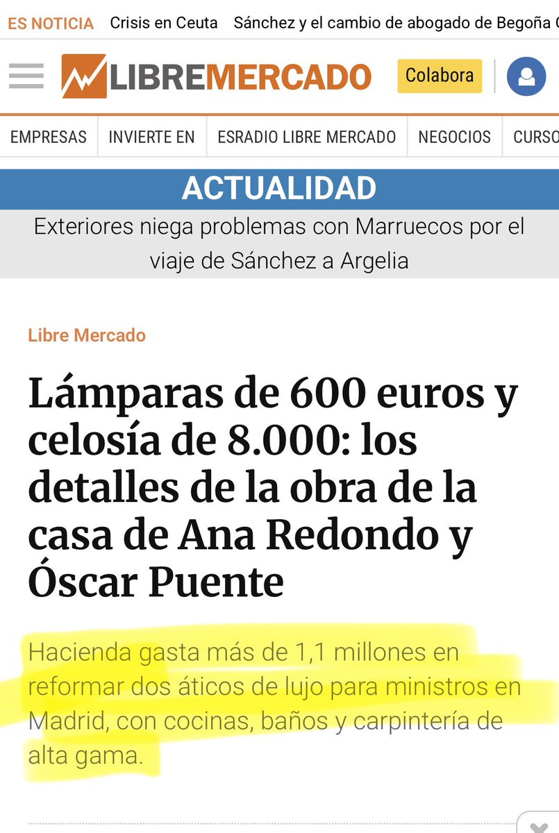 PabloCamPiq's tweet photo. ⭕️ La reforma del ático de Oscar Puente nos costó 1,1 millones de € a todos. 

Ayuso y tal… https://t.co/ukCmQRjYdk