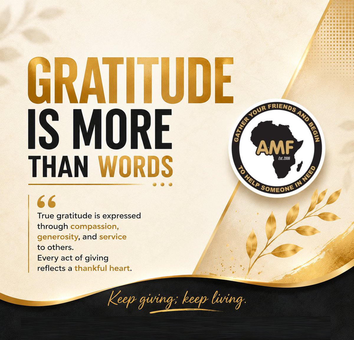 AMFdreams's tweet photo. Gratitude is a way of life. At AMF, we believe that a thankful heart is revealed through making a positive difference in the life of those in need.
Keep giving; keep living.

#AMF #Gratitude #KeepGivingKeepLiving https://t.co/C2R3AMJJf0