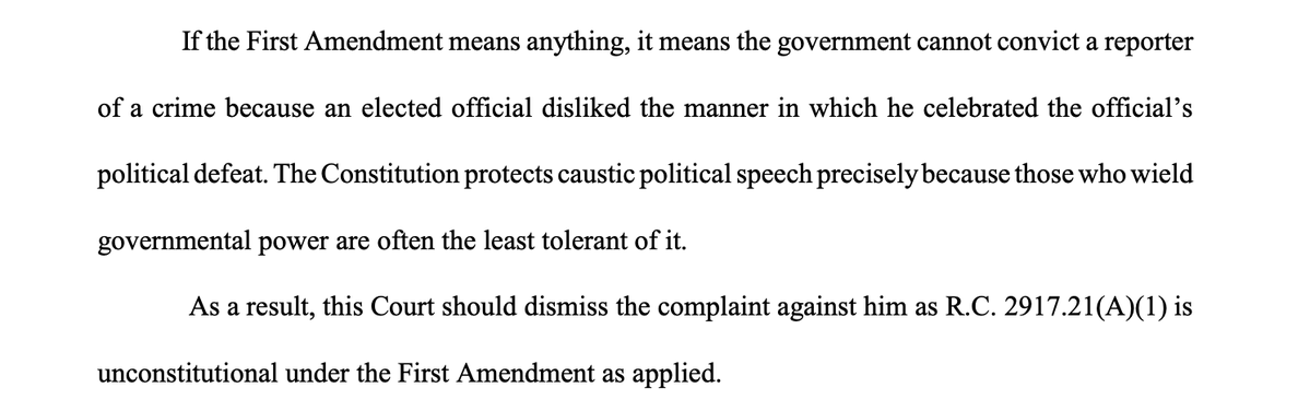 jake_zuckerman's tweet photo. In other news, The Rooster (DJ Byrnes) filed a motion to dismiss the telecomms harassment charge against him re the Shrek penis text he sent a state senator. 

Rooster lawyers say the arrest and ~24 hours in jail were gross violations of First and 14th Amendment rights https://t.co/qfjkqk6U0a