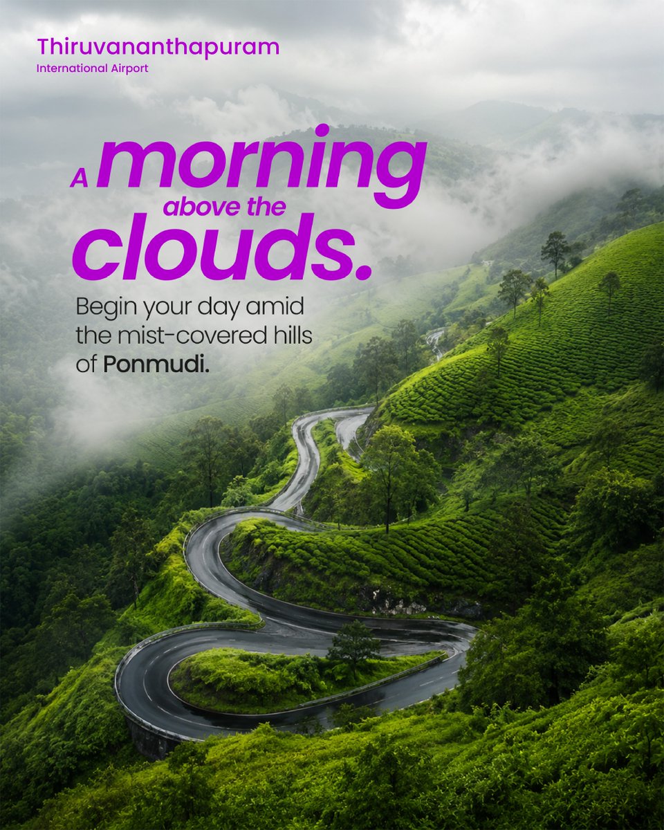 TRV_Airport_Off's tweet photo. There is a certain rhythm to Kerala during the rains, unhurried, refreshing and full of unexpected moments.

This season, make time to experience #Thiruvananthapuram beyond the usual itinerary.

Fly to #ThiruvananthapuramAirport and #FollowTheClouds.

#TRV #ExploreKerala https://t.co/4ssF7Gay3N