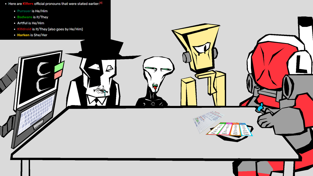AwesomeDon67's tweet photo. According to the die of death wiki, Killdroid has the most pronouns, so I drew this!
#dieofdeath
#awesomedondoodles https://t.co/m8b1u986Kv