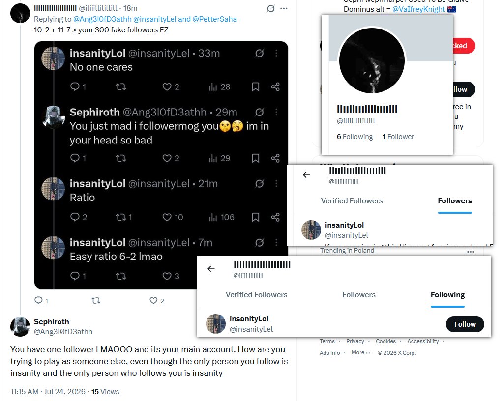 InsanityCopes's tweet photo. Insanity has bad habit of hiding behind absurd amount of alt accounts, showing how scared he is and ashamed of his own behaviour. https://t.co/zP4Z32lOI3