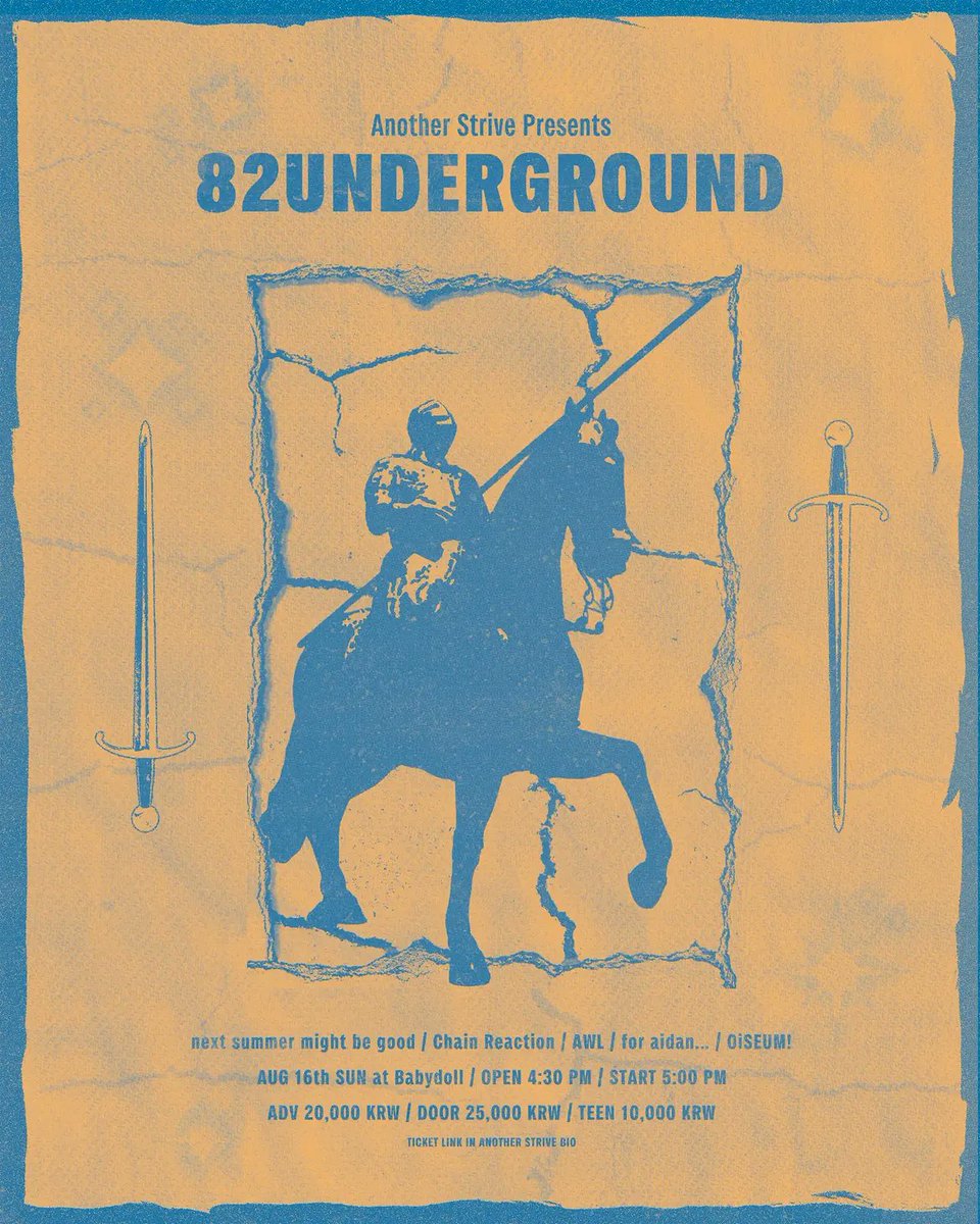 HxC_BlackMurder's tweet photo. Another Strive presents,

"#82UNDERGROUND"

8월 16일(일), 베이비돌

라인업 : 체인리액션, 올, 오아이세움, 포에이단, 넥스트서머마잇비굿

예매 링크 : https://t.co/JwSGz4HpnZ https://t.co/4BMndpEzxa