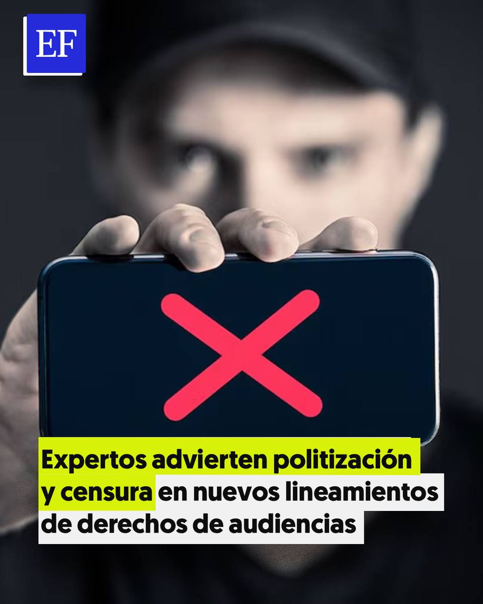 ElFinanciero_Mx's tweet photo. 📺❌📲 Analistas y expertos en telecomunicaciones advirtieron que los nuevos lineamientos sobre los derechos de las audiencias enfrentan falta de neutralidad, pues la Comisión Reguladora de Telecomunicaciones (CRT) no es independiente

https://t.co/32KvaQvfC5 https://t.co/VHrQ6IYFBP