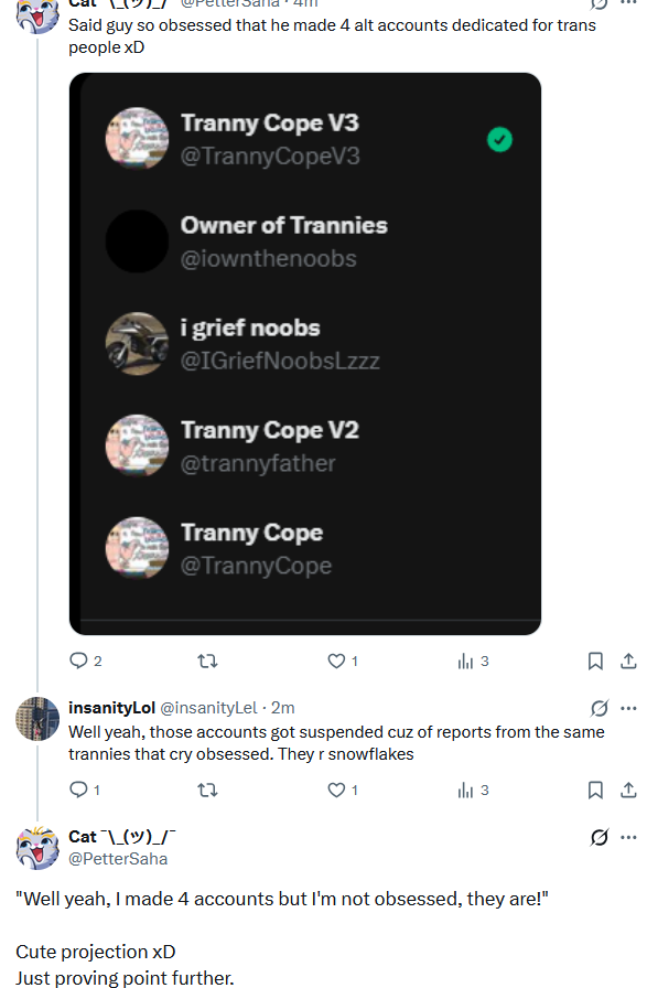 InsanityCopes's tweet photo. Insanity has bad habit of hiding behind absurd amount of alt accounts, showing how scared he is and ashamed of his own behaviour. https://t.co/zP4Z32lOI3