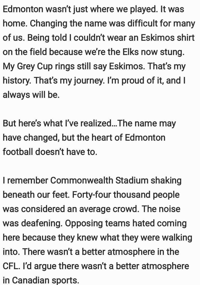 97OrangeCrush29's tweet photo. #EE
AMAZING read from a former Eskimo, Randy Spencer. Powerful words, spine tingling feels.

Please read below in pictures.

Eskimos/Elks is EDMONTON football.

PACK  COMMONWEALTH
LOUD N' PROUD https://t.co/bW5QGY79ff