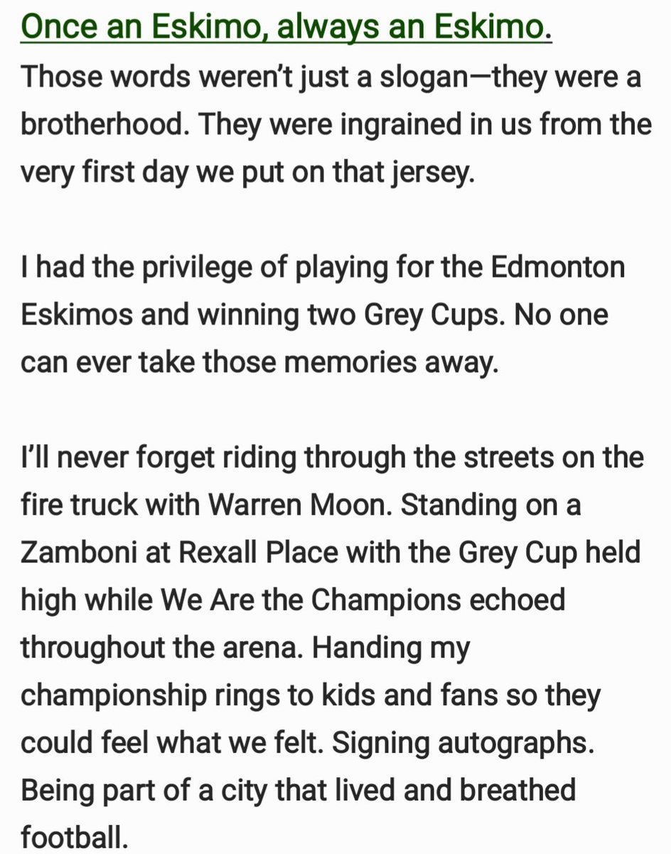97OrangeCrush29's tweet photo. #EE
AMAZING read from a former Eskimo, Randy Spencer. Powerful words, spine tingling feels.

Please read below in pictures.

Eskimos/Elks is EDMONTON football.

PACK  COMMONWEALTH
LOUD N' PROUD https://t.co/bW5QGY79ff