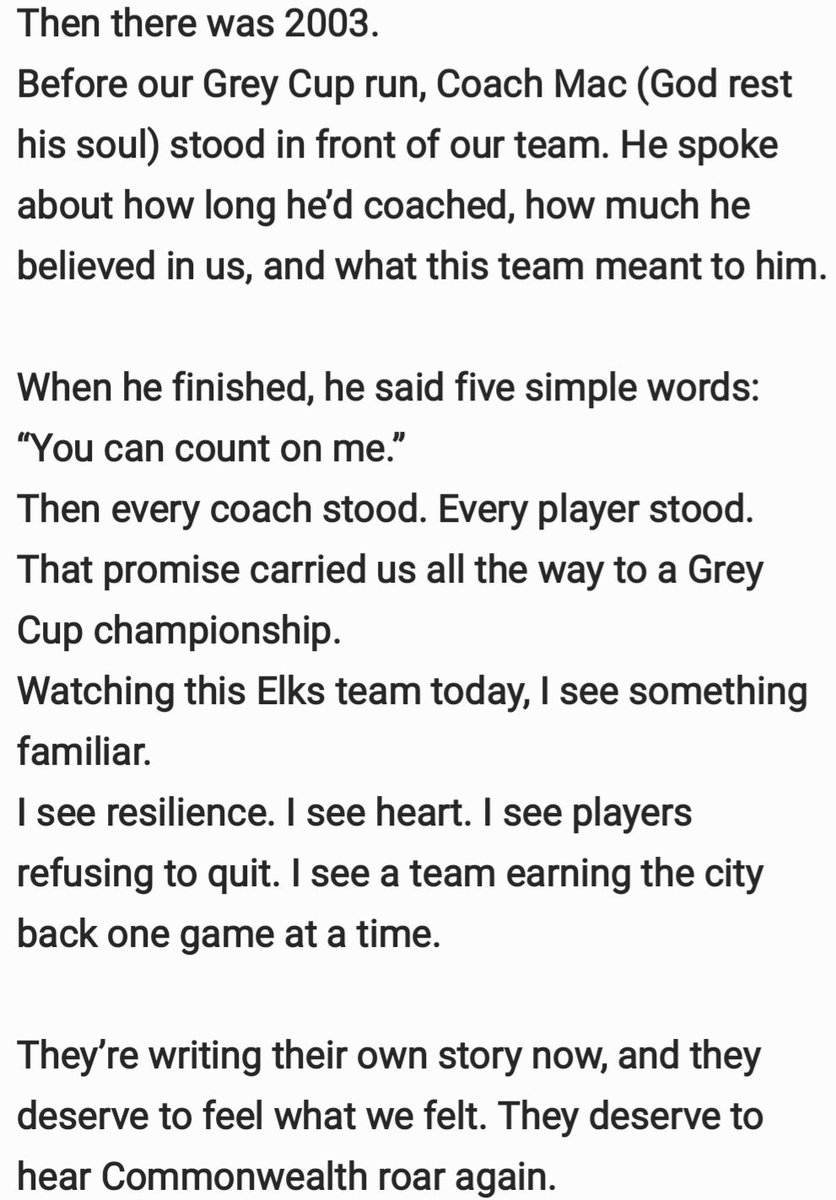 97OrangeCrush29's tweet photo. #EE
AMAZING read from a former Eskimo, Randy Spencer. Powerful words, spine tingling feels.

Please read below in pictures.

Eskimos/Elks is EDMONTON football.

PACK  COMMONWEALTH
LOUD N' PROUD https://t.co/bW5QGY79ff