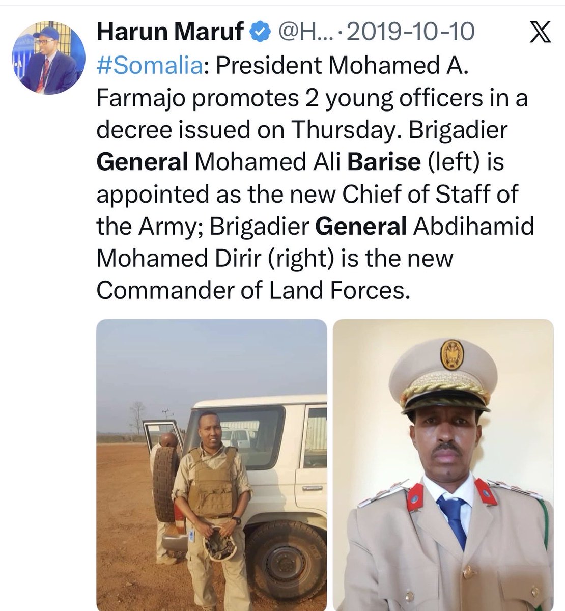 AnalystSomalia's tweet photo. The people I see in the photo are knowledgeable, credible professionals.

Somalia’s Chief of Defence is well educated, with a master’s degree and staff college education, and he is also a warrior. He led, and was on the front lines of, the campaigns in which the SNA cleared Al-Shabaab from Sabiid, Awdhegle and Bariire.

@AbdullahiJihan is a well-known defence policy expert. It was President Farmaajo who, in 2019, appointed her as the first female Director General of the Ministry of Defence. I see her as an up-and-coming leader—perhaps Somalia’s version of Monica Juma.

General Barise is also a brilliant military officer who has received advanced defence education from U.S. military colleges as well as Kenya’s Defence Staff College. He too was appointed Army Chief of Staff by President Farmaajo.

So these are not HSM’s people; these are defence professionals who know the ATMIS and AUSSOM file better than almost anyone else. That is simply a fact.

As for the President’s daughter, she happens to work for the state. Although she is often in the news because her father is the President and appointed her as an adviser, I have met her twice, briefly, and she came across as a polite and smart young woman. I am sure she is not the only child of a president sitting in that meeting in Kampala.