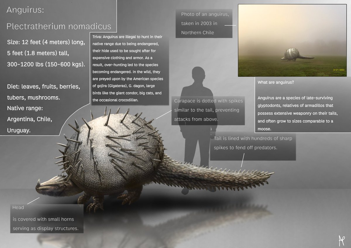 Imakethingshere's tweet photo. Tried to do a take on Anguirus as a glyptodont.

#speculativeevolution  #art  #godzilla https://t.co/mdgKoYQcaB