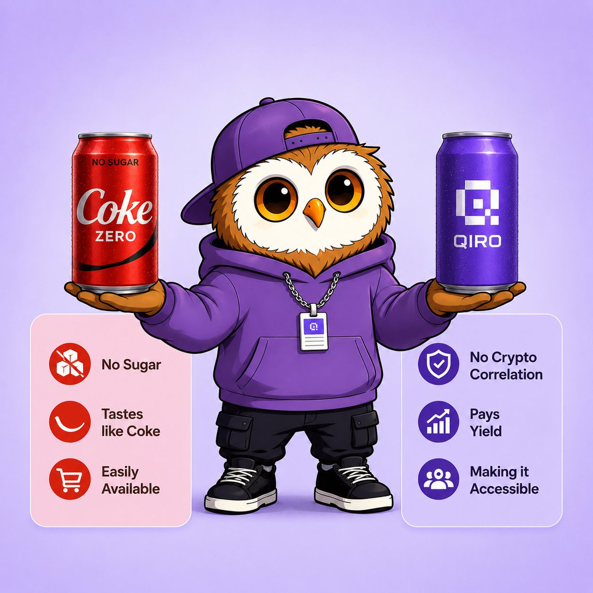 QiroIntern's tweet photo. RWA yield is to yield what Coke Zero is to Coke: similar outcome (yield), fewer unhealthy side effects (crypto correlation). https://t.co/kCGRr578g9