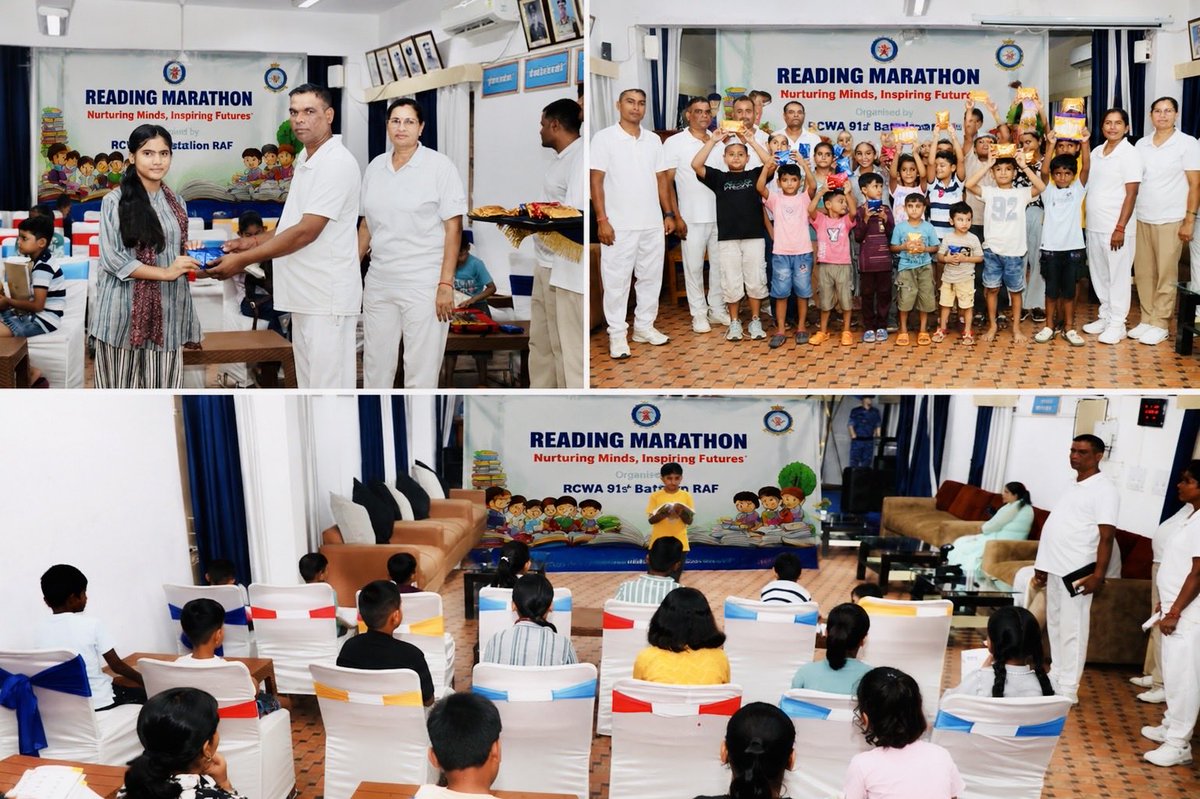 RCWA91BnRA5739's tweet photo. “Inspiring young minds through the joy of reading”
@91Bn #RAF organized a Children’s Reading Marathon Competition to encourage reading habits, spark imagination, and nurture a lifelong love for learning among children.
#CRPFIndia #ReadingMarathon #NurturingMinds #YoungReaders. https://t.co/s5cEkNOYnn