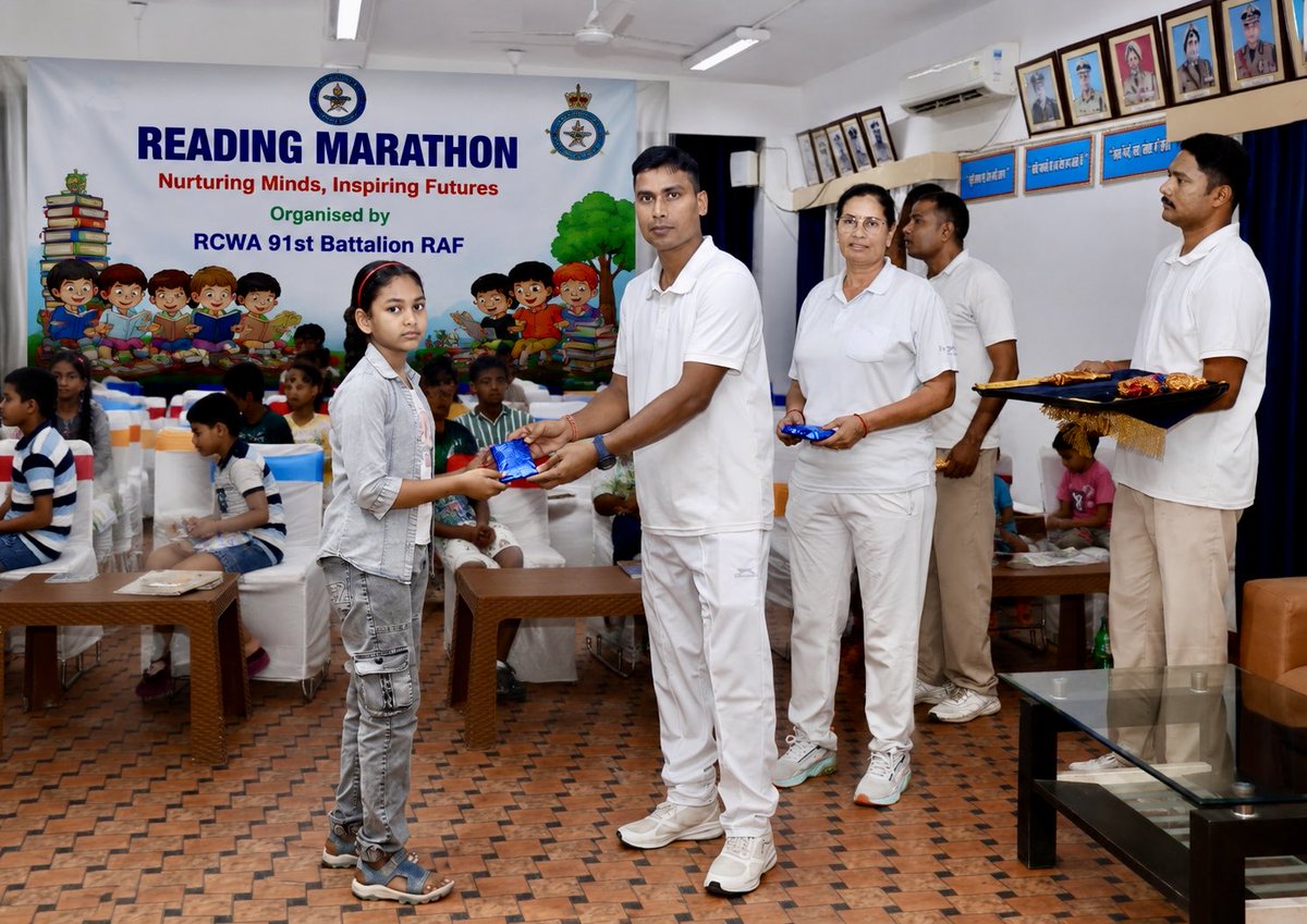 RCWA91BnRA5739's tweet photo. “Inspiring young minds through the joy of reading”
@91Bn #RAF organized a Children’s Reading Marathon Competition to encourage reading habits, spark imagination, and nurture a lifelong love for learning among children.
#CRPFIndia #ReadingMarathon #NurturingMinds #YoungReaders. https://t.co/s5cEkNOYnn