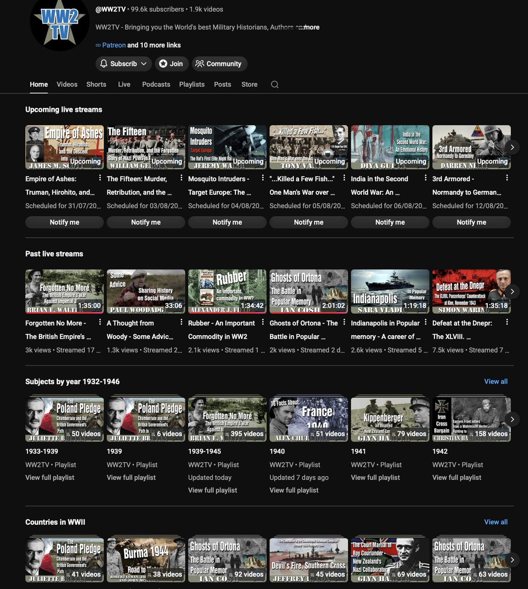 Tunisia_1943's tweet photo. A remarkable "Open University" of #WW2 history - accessible, thoughtful, comprehensive. @WW2TV has almost 2000 videos on every conceivable subject, presented by the best experts. Almost 100,000 YouTube subscribers, if you are not one of them, then, trust me, you are missing out. https://t.co/e5wFxlMt0a